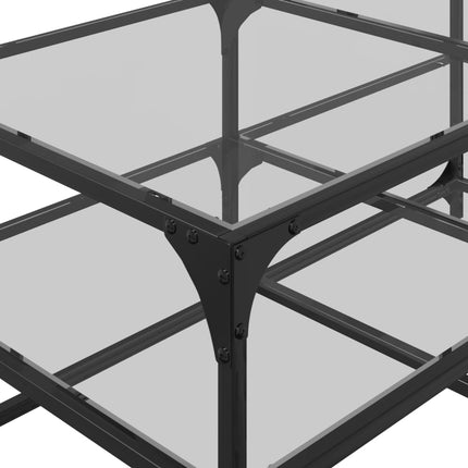 Soffbord med transparent glasskiva 98,5x50x45 cm stål