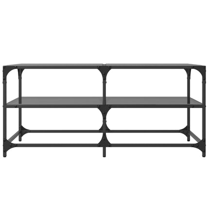 Soffbord med svart glasskiva 98,5x50x45 cm stål
