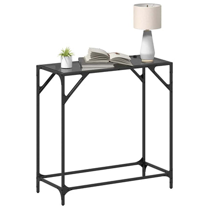 Konsolbord med svart glasskiva 80x35x81 cm stål