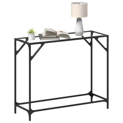 Konsolbord med transparent glasskiva 98x35x81 cm stål