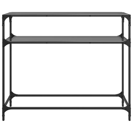 Konsolbord med svart glasskiva 98x35x81 cm stål