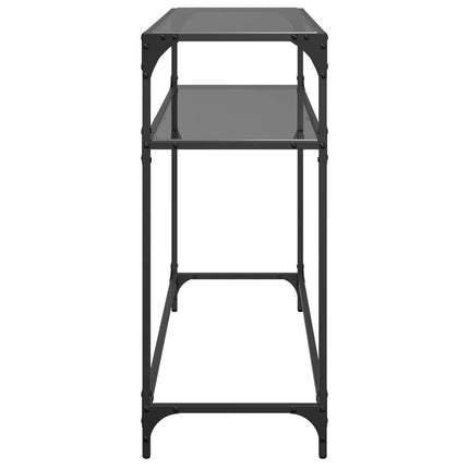 Konsolbord med svart glasskiva 98x35x81 cm stål