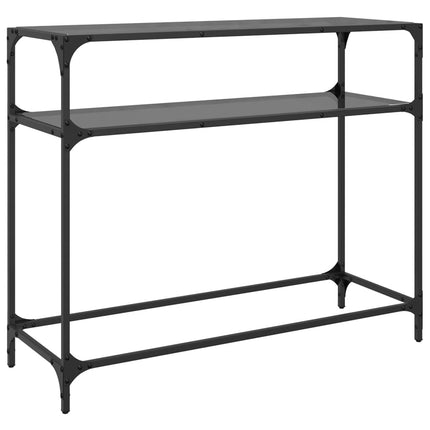 Konsolbord med svart glasskiva 98x35x81 cm stål