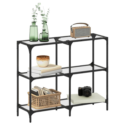 Konsolbord med transparent glasskiva 98x30x81 cm stål