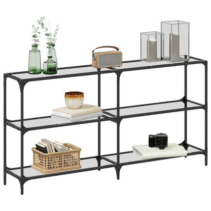 Konsolbord med transparent glasskiva 158,5x30x81 cm stål