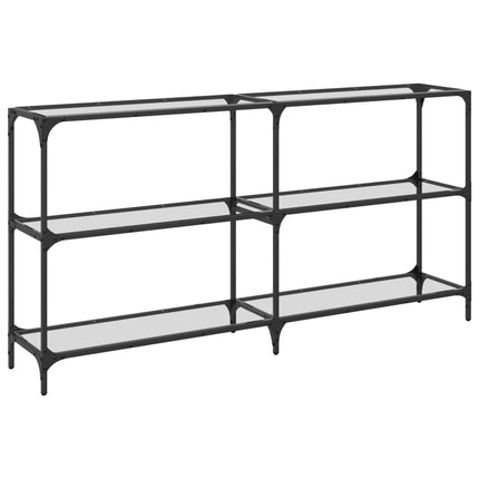 Konsolbord med transparent glasskiva 158,5x30x81 cm stål