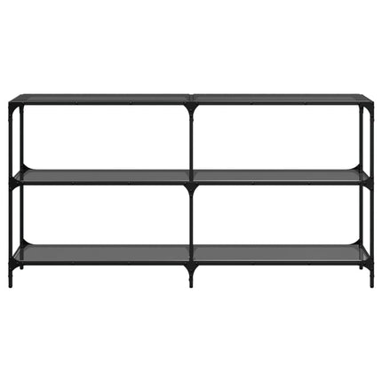 Konsolbord med svart glasskiva 158,5x30x81 cm stål