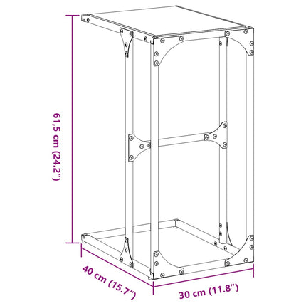 Sidobord med transparent glasskiva 40x30x61,5 cm stål