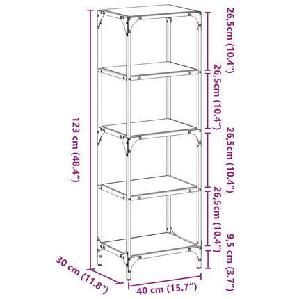 Förvaringsställ med transparent glasskiva 40x30x123 cm stål