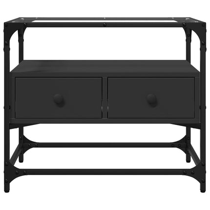 Tv-bänk med glasskiva svart 60x35x51 cm konstruerat trä