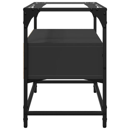 Tv-bänk med glasskiva svart 60x35x51 cm konstruerat trä