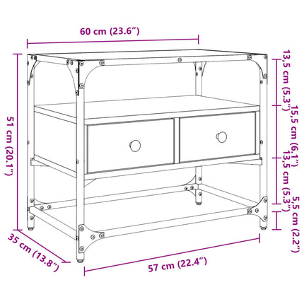 Tv-bänk med glasskiva svart 60x35x51 cm konstruerat trä