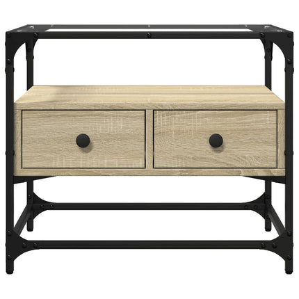 Tv-bänk med glasskiva sonoma ek 60x35x51 cm konstruerat trä