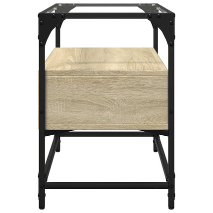 Tv-bänk med glasskiva sonoma ek 60x35x51 cm konstruerat trä
