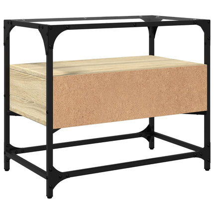 Tv-bänk med glasskiva sonoma ek 60x35x51 cm konstruerat trä