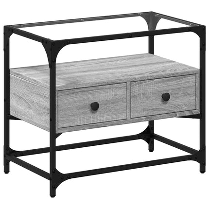 Tv-bänk med glasskiva grå sonoma 60x35x51 cm konstruerat trä