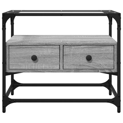 Tv-bänk med glasskiva grå sonoma 60x35x51 cm konstruerat trä