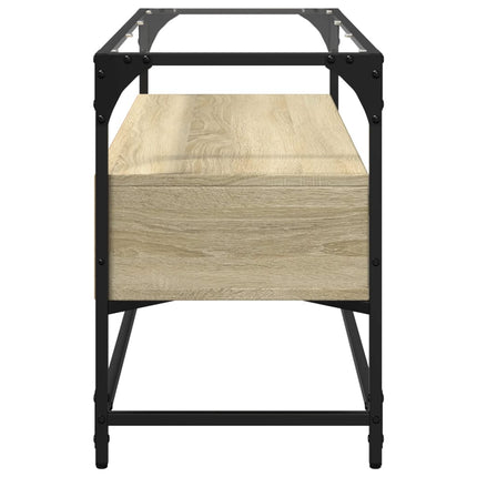 Tv-bänk med glasskiva sonoma ek 98x35x51 cm konstruerat trä