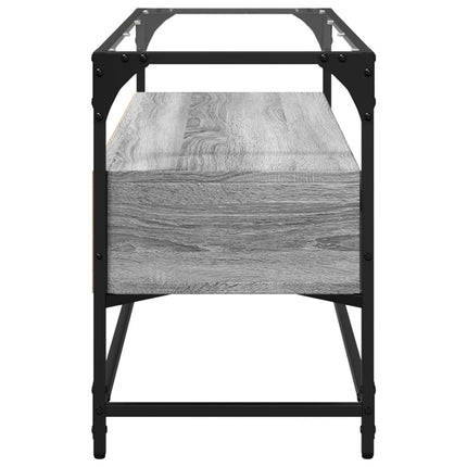Tv-bänk med glasskiva grå sonoma 98x35x51 cm konstruerat trä