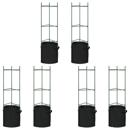 Tomatburar med växtpåsar 6 st 116 cm stål och PP