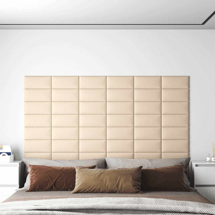 Väggsänggavel 12 pcs Kräm 30 x 15 cm tyg