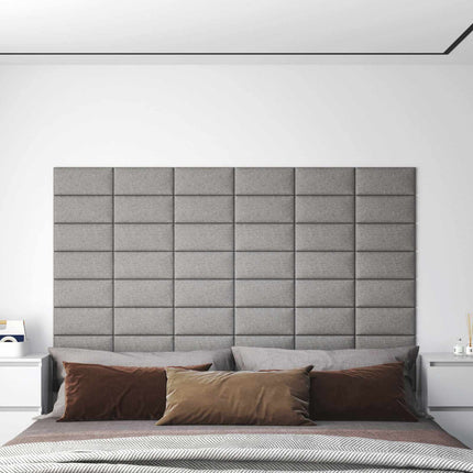 Väggsänggavel 12 pcs Ljusgrå 30 x 15 cm tyg