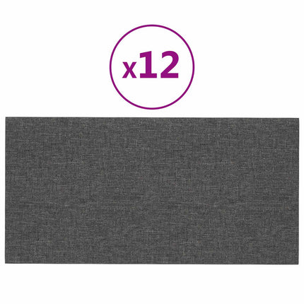 Väggsänggavel 12 pcs Mörkgrå 30 x 15 cm tyg