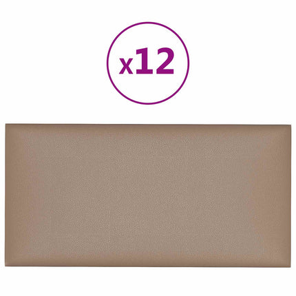 Väggsänggavel 12 pcs Cappuccino 30 x 15 cm tyg