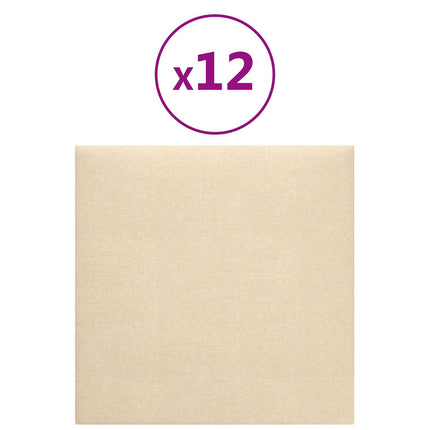 Väggsänggavel 12 pcs Kräm 30 x 30 cm tyg