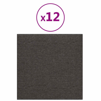 Väggsänggavel 12 pcs Mörkgrå 30 x 30 cm tyg