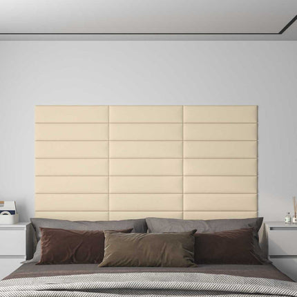 Väggsänggavel 12 pcs Kräm 60 x 15 cm tyg