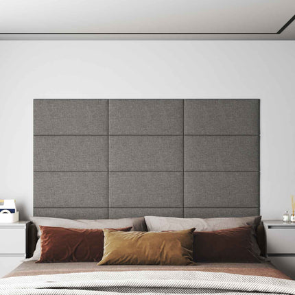 Väggsänggavel 12 pcs Ljusgrå 60 x 30 cm tyg