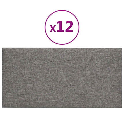 Väggsänggavel 12 pcs Ljusgrå 60 x 30 cm tyg