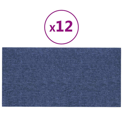 Väggsänggavel 12 pcs Blå 60 x 30 cm tyg