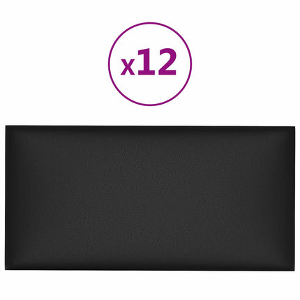 Väggsänggavel 12 pcs Svart 60 x 30 cm tyg