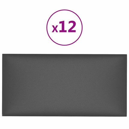 Väggsänggavel 12 pcs Grå 60 x 30 cm tyg