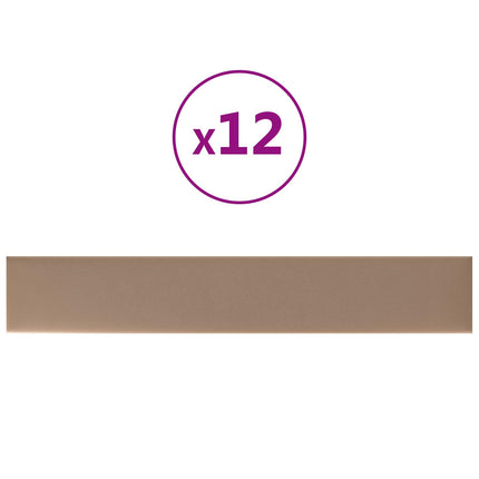 Väggsänggavel 12 pcs Cappuccino 90 x 15 cm tyg