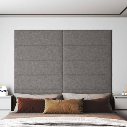 Väggsänggavel 12 pcs Ljusgrå 90 x 30 cm tyg