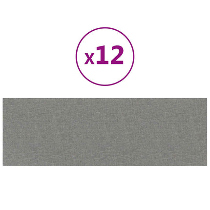 Väggsänggavel 12 pcs Ljusgrå 90 x 30 cm tyg