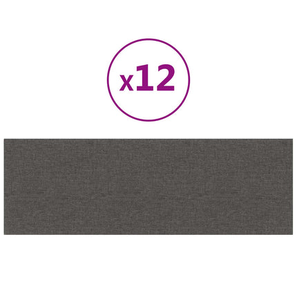 Väggsänggavel 12 pcs Mörkgrå 90 x 30 cm tyg