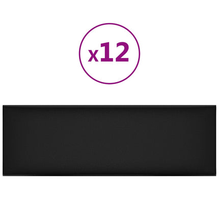 Väggsänggavel 12 pcs Svart 90 x 30 cm tyg