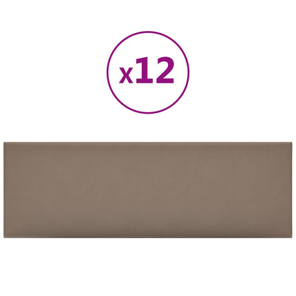 Väggsänggavel 12 pcs Cappuccino 90 x 30 cm tyg