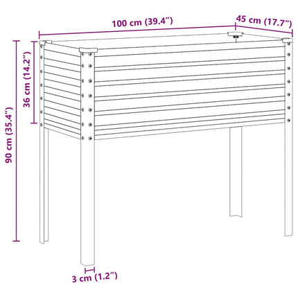 Trädgårdskruka 100x45x90 cm galvaniserat stål