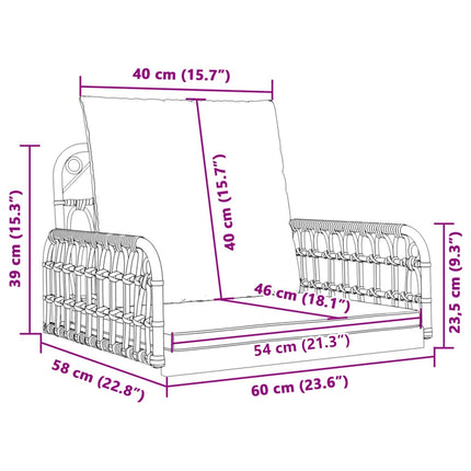 Hammock med dynor 63x58x39 cm konstrotting och stål