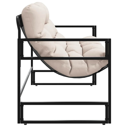 Trädgårdsbänk med dyna taupe 113 cm stål