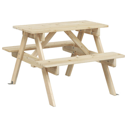 Picknickbord med parasoll för 4 barn massivt granträ