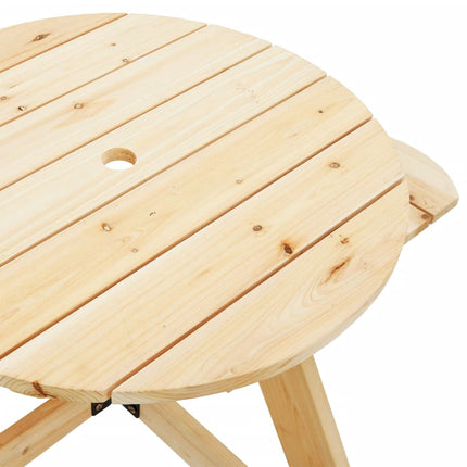 Picknickbord med parasoll för 4 barn massivt granträ