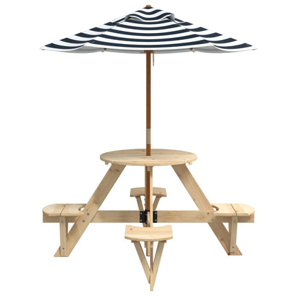 Picknickbord med parasoll för 4 barn massivt granträ