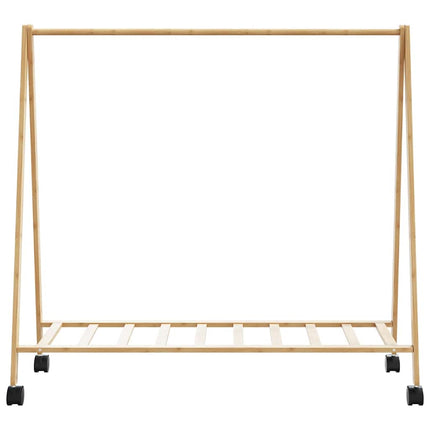 Klädställ med hyllor och hjul 106x34x106,5 cm bambu