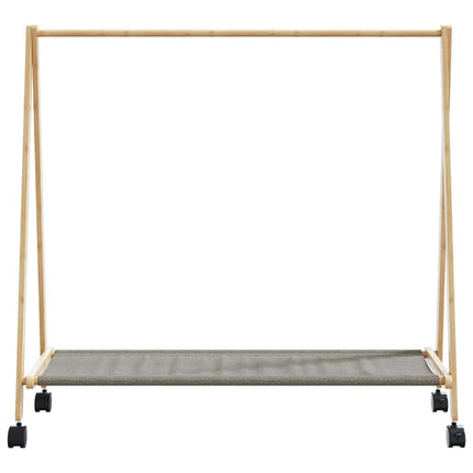 Klädställ med hyllor och hjul 106x34x106,5 cm bambu